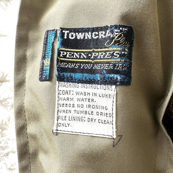 Trench Coat -Towncraft Plus Penn-Prest Penneys Removable Fur Lined Mens 42L VTG - Picture 6 of 15